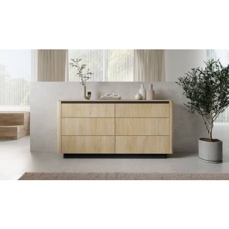 Komoda z 6 szufladami 163 cm TIAGO dąb cremona + czarny